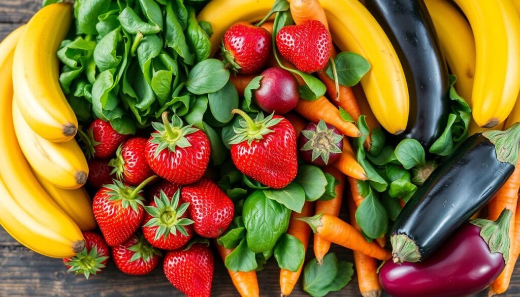 Colorful fruits and vegetables