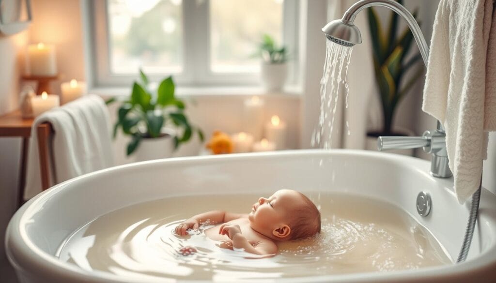 newborn bath time